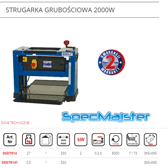 strugarka grubościowa dedra