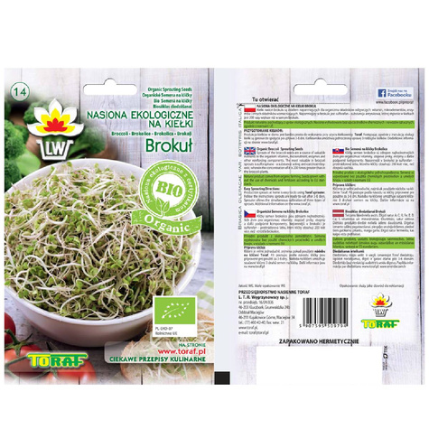 Zestaw Bio nasiona na kiełki Rzeżucha Rukola Lucerna Brokuł 60g Toraf