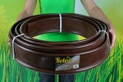 Obrzeże trawnikowe ogrodowe brązowe, elastyczne 11cm x 10m Roleo