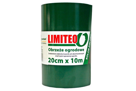 Obrzeże trawnikowe ogrodowe zielone, proste 20cm x 10m Limiteo