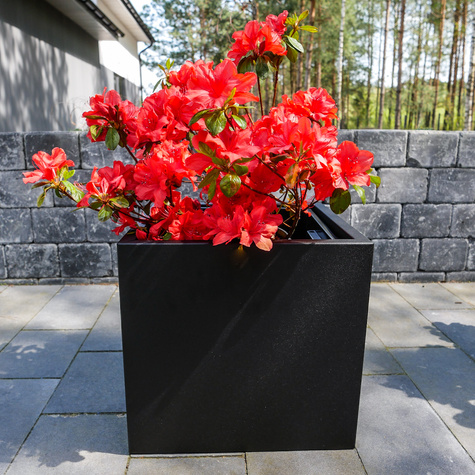 Donica Doniczka ogrodowa kwadratowa Duża XL 34cm Metalowa Czarna