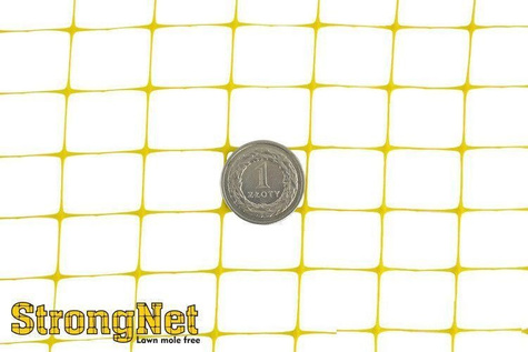 Siatka przeciw kretom żółta, bardzo mocna oczko 15x19mm, 2x200m StrongNet