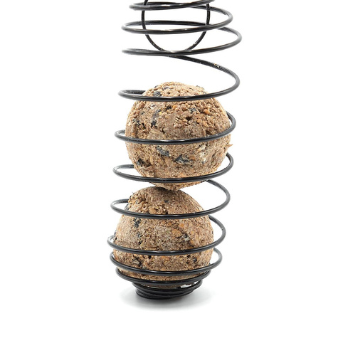 Karmnik Sprężyna dla dzikich ptaków i POKARM dla ptaków 2 kule tłuszczowe