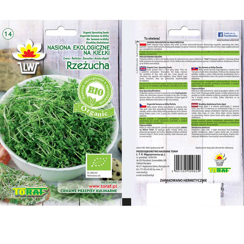 Zestaw Bio nasiona na kiełki Rzeżucha Rukola Lucerna Brokuł 60g Toraf
