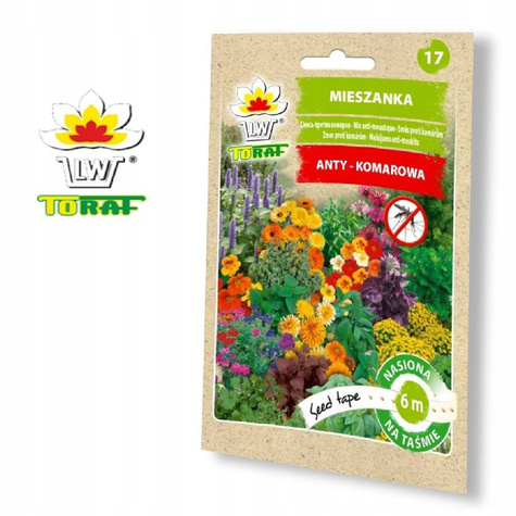 Mieszanka nasion antykomarowa Nasiona na taśmie 6m 50 gatunków roślin