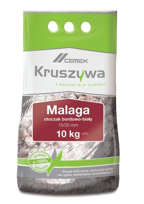 MALAGA – otoczak bordowo-biały 25/40 mm worek 20 kg